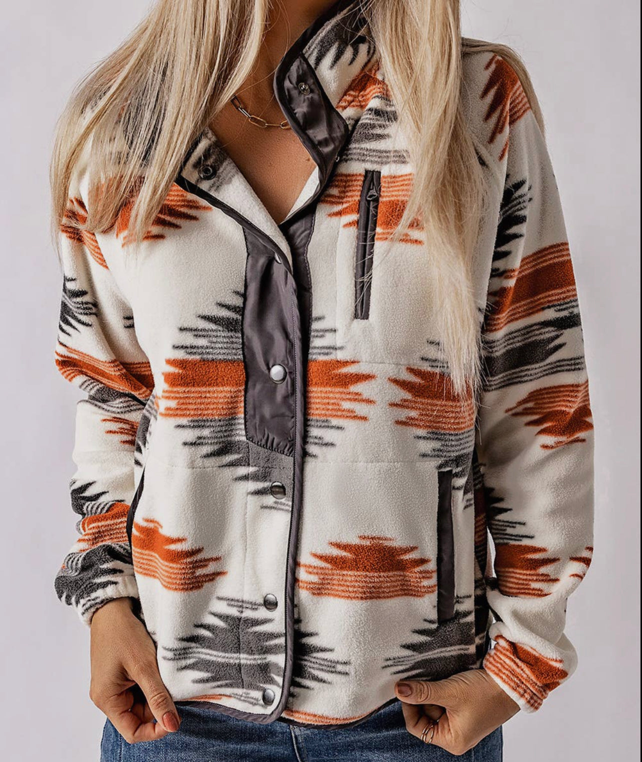 Fleece Aztec Print Jacket