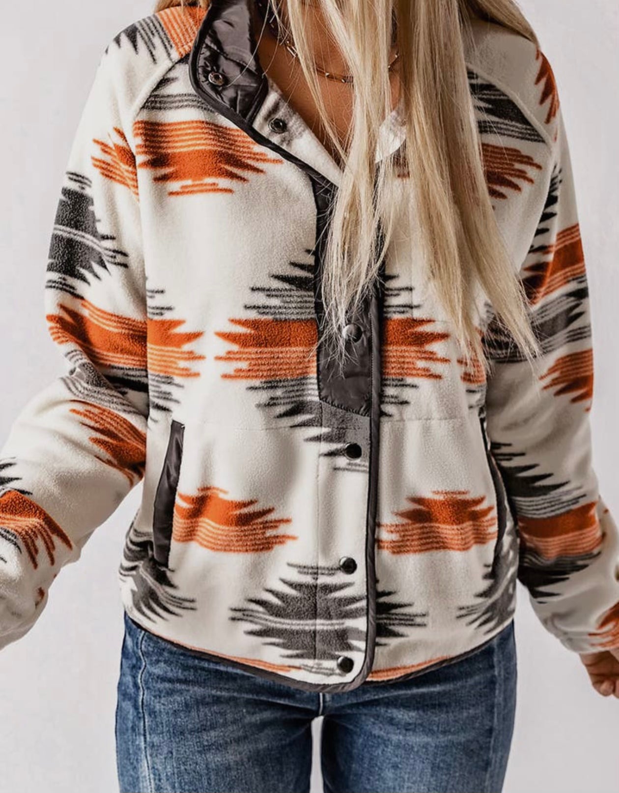 Fleece Aztec Print Jacket